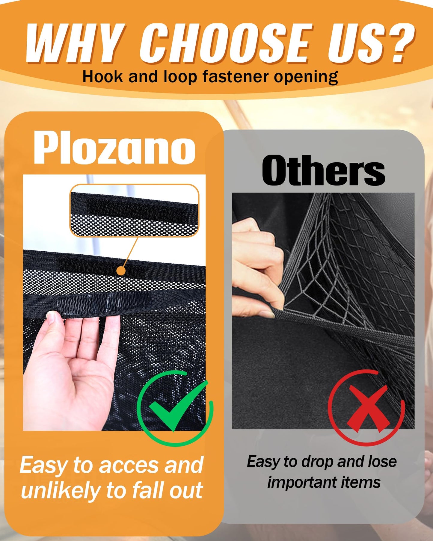 PLOZANO Boat Storage Bag with 3 Divisions, Adjustable Organizer, Mesh Tackle & Life Jacket Holder, Suspended Net for Leaning Post (32 INCH)