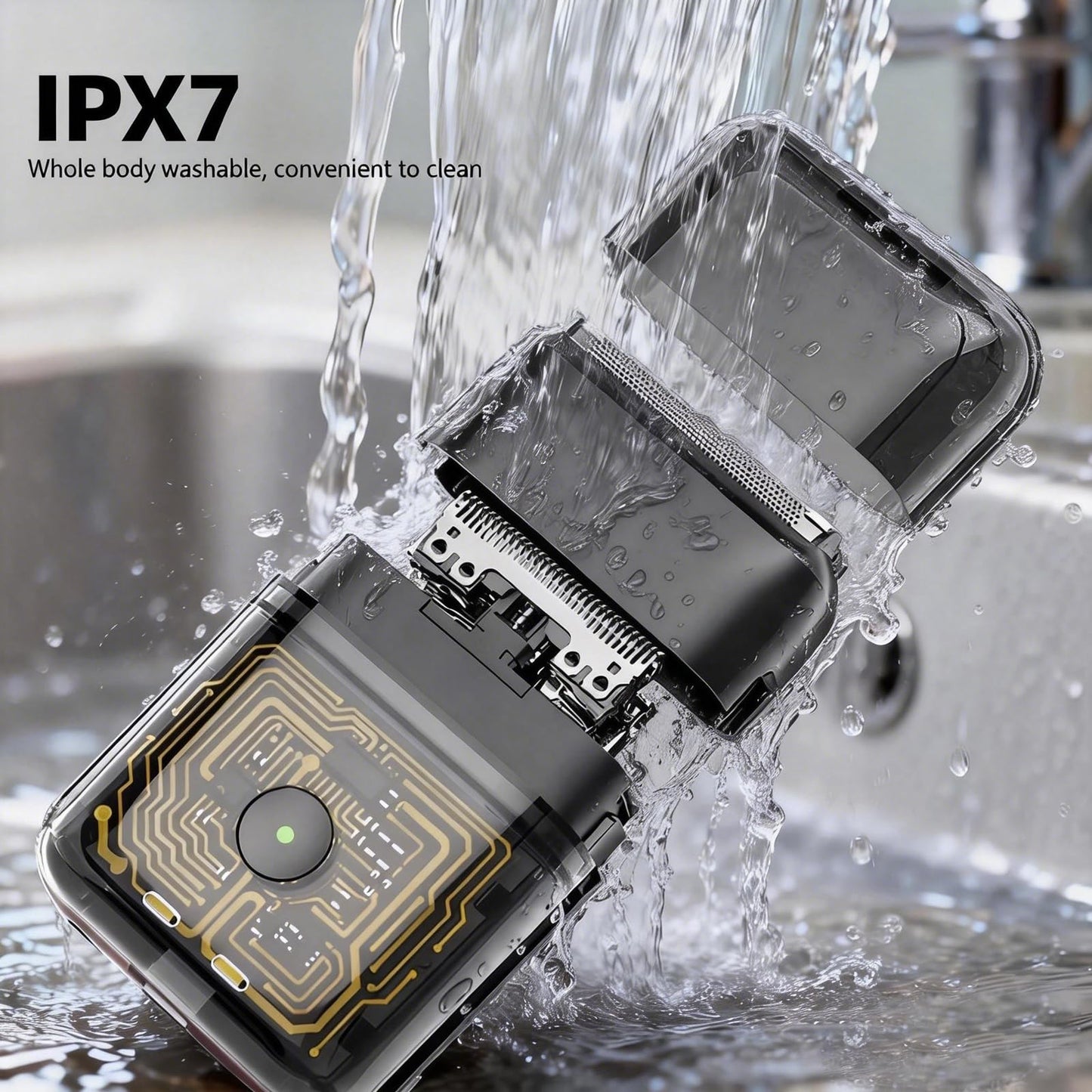 Electric Foil Shaver for Men: Compact Travel Razor for Face - IPX7 Waterproof & USB-C Fast Charging - 3D Floating Head & Hyper-Glide Blades - Hypoallergenic for Sensitive Skin with Battery Indicator