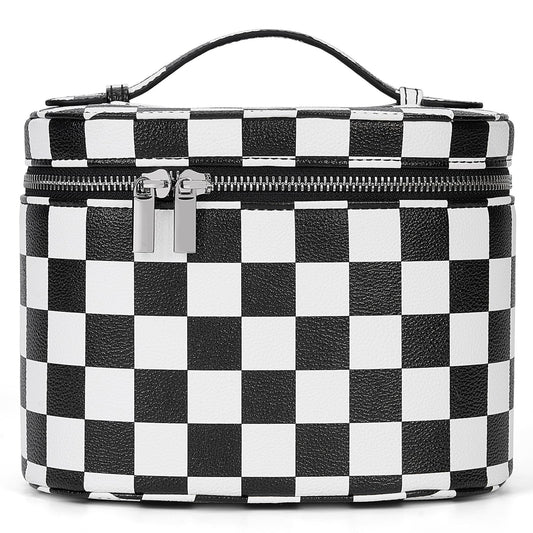 YFGBCX Checkered Makeup Bag Vanity Case with Divider Travel Toiletry Bag Women Cosmetic Bag Makeup Organizer Case