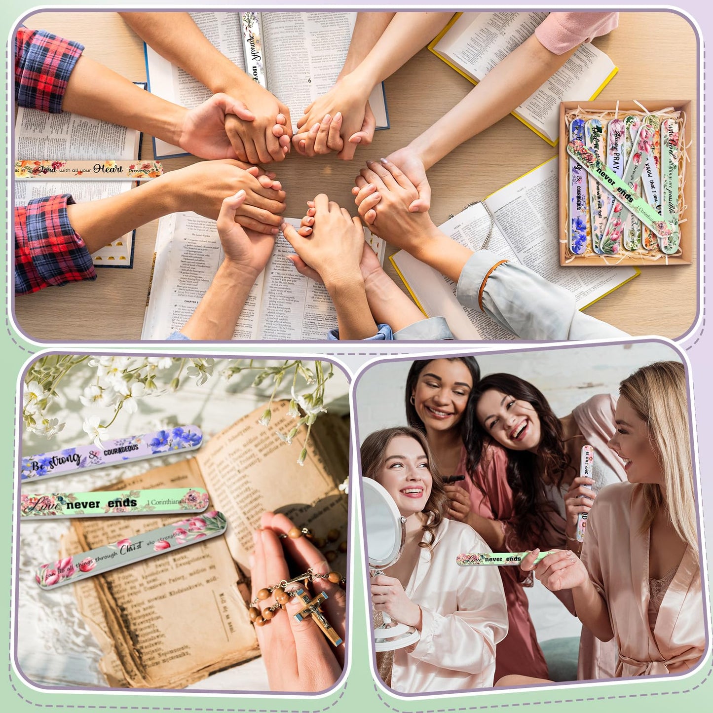 Lanties 50 Pack Christian Gifts Bulk for Women Scripture Nail Files Christian Party Favors Bible Verse Emery Boards Religious Gifts for Teacher Mothers Employee Staff Coworkers Office Supplies