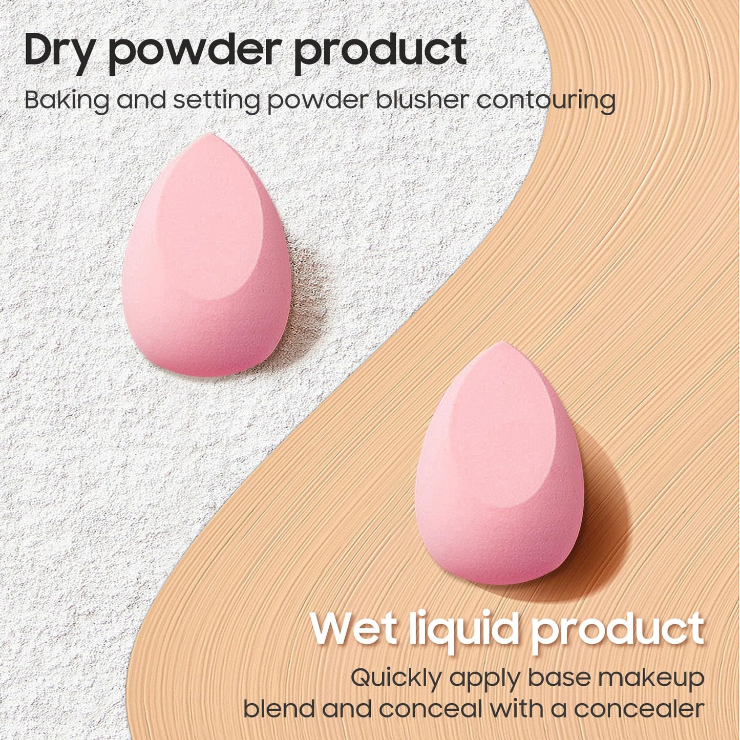 ‌15-Pcs Makeup Sponge Set – Soft, Latex-Free, Individually Wrapped Beauty Makeup Sponge for Wet & Dry Use, Ideal for Foundation, Concealer & Powder Application