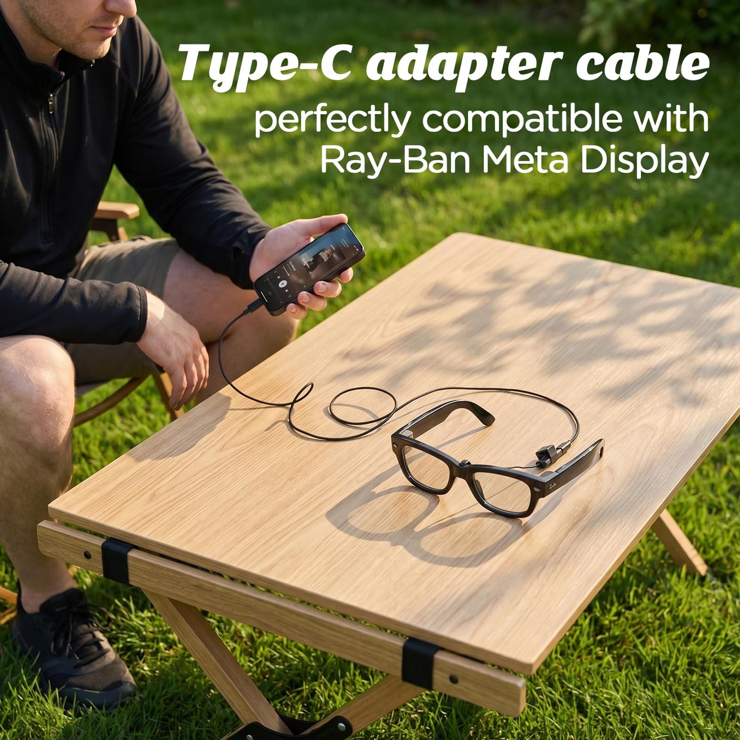 KONAFEI USB-C Charging Cable for Ray-Ban Meta Display Smart Glasses, Replacement for Meta Display Charging Case, Portable Smart Glasses Accessory