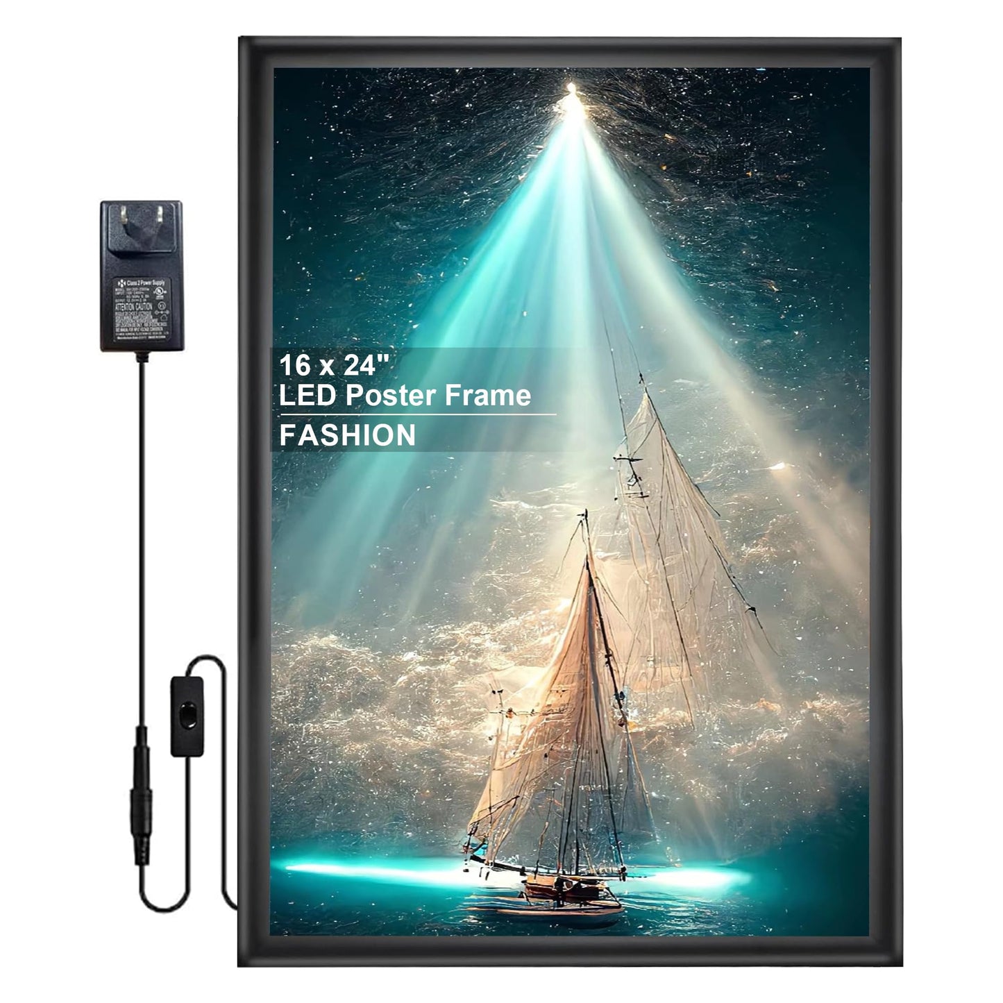 LED Backlit Picture Frame 16" x 24" Movie Poster Frames - Aluminum Snap LED Light Box for Advertising&Home Decoration&Acrylic Art ~ Backlit Poster Frame Wall Mounted (Black)