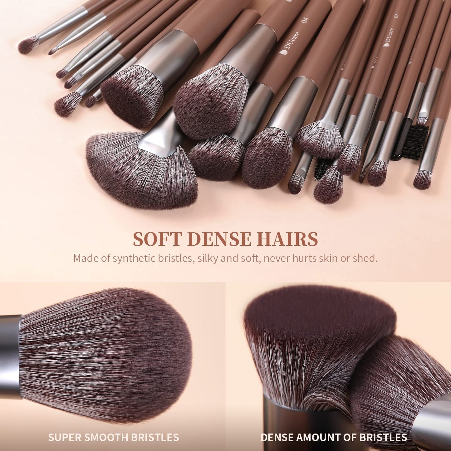 DUcare 22Pcs Makeup Brush Set PRO Makeup Brushes Professional with Bag Premium Synthetic Kabuki Foundation Blending Brush Face Powder Blush Concealers Eye Shadows