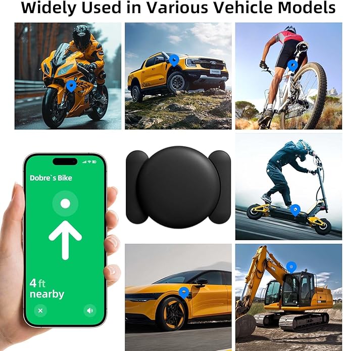 Car GPS Tracking Device for Vehicles, 2PCS Real Time GPS Tracker, Work with Find My (iOS Only), No Monthly Fee GPS Car Tracker (White Tracker, Black Magnetic Case)