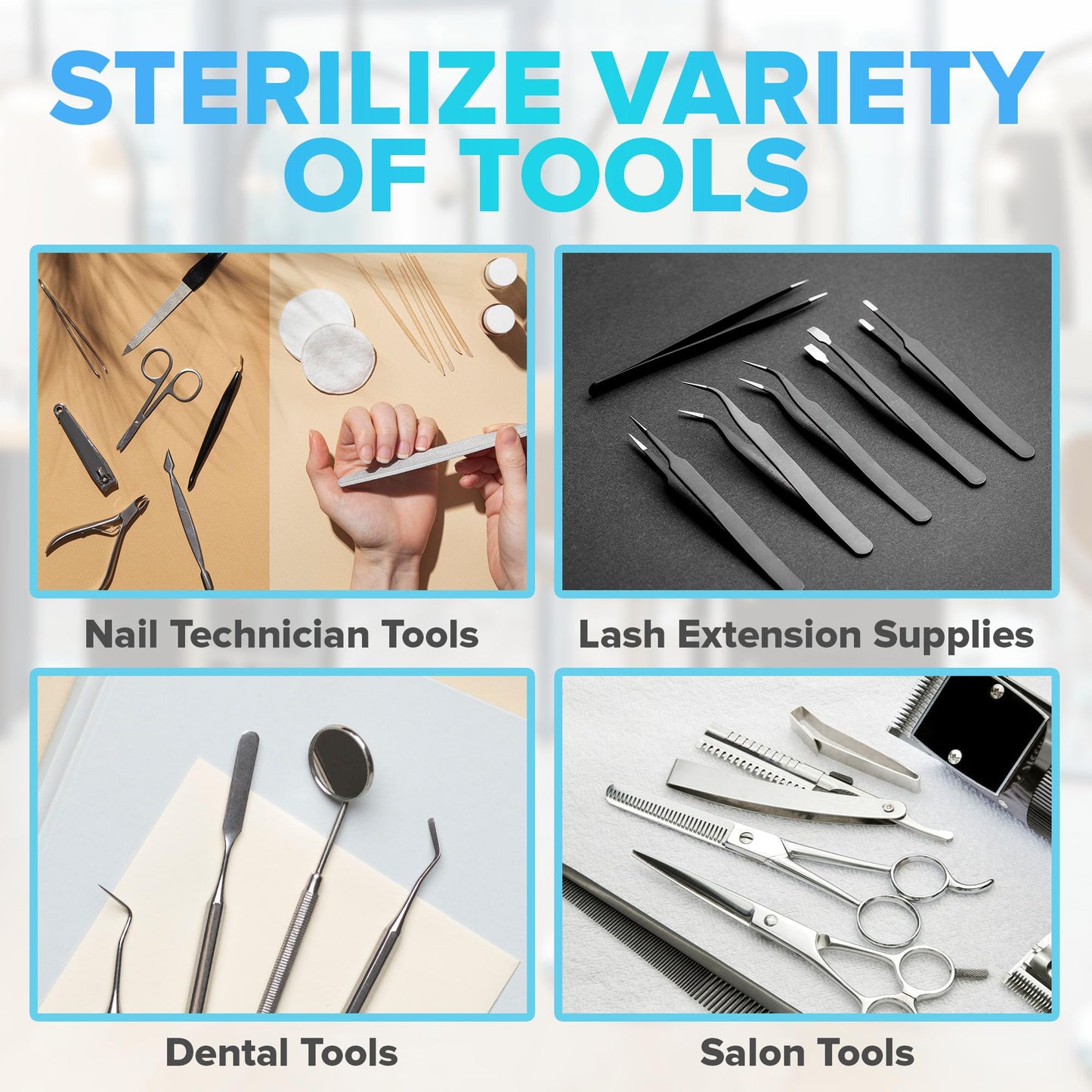JJ CARE Nail Tool Sterilizer with Glass Beads | Implement Tweezer Disinfectant Container | Salon & Manicure Disinfectant Jar Small