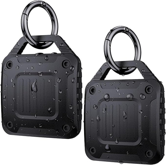 DDJ 2-Pack IPX8 Waterproof for AirTag Holder Case Keychain, Rugged Protective Case for Apple Airtag with Key Ring, Ultra Durable Air Tags Holder for Dog Collar/Luggage/Key/Backpack, Easy to Install