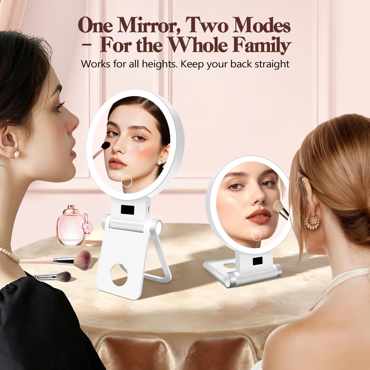 B Beauty Planet Magnifying Mirror with Light 30X, 2000mAh 1X/ 30X Magnifying Makeup Mirror with Standable Base & Tweezers, 3 Color Modes with Adjustable Brightness& Smart Display, Foldable for Travel