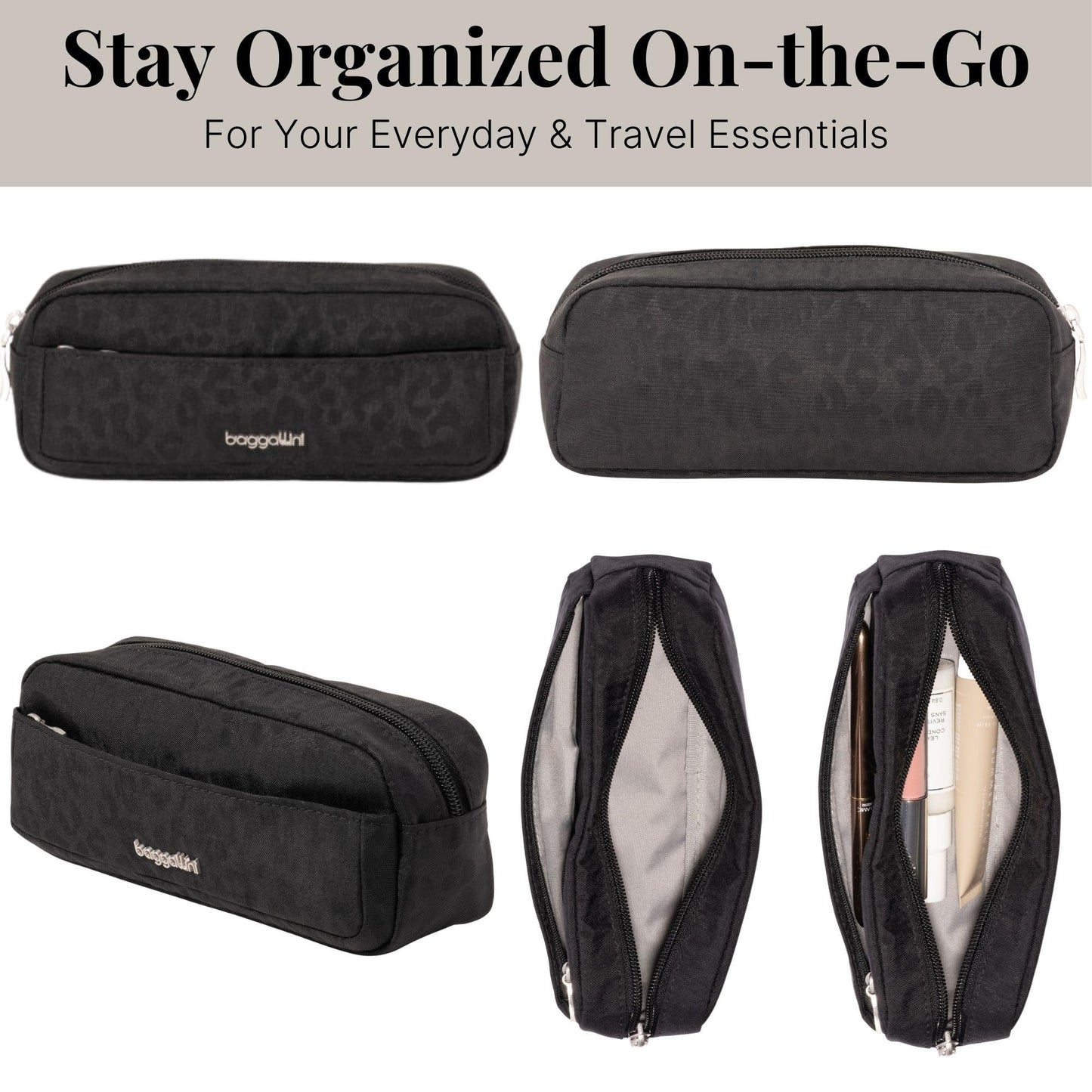 Long Pocket Cosmetic - Lightweight 7.8”x 3.1”x2.1” Makeup Bag - Travel Essentials Makeup Organizer