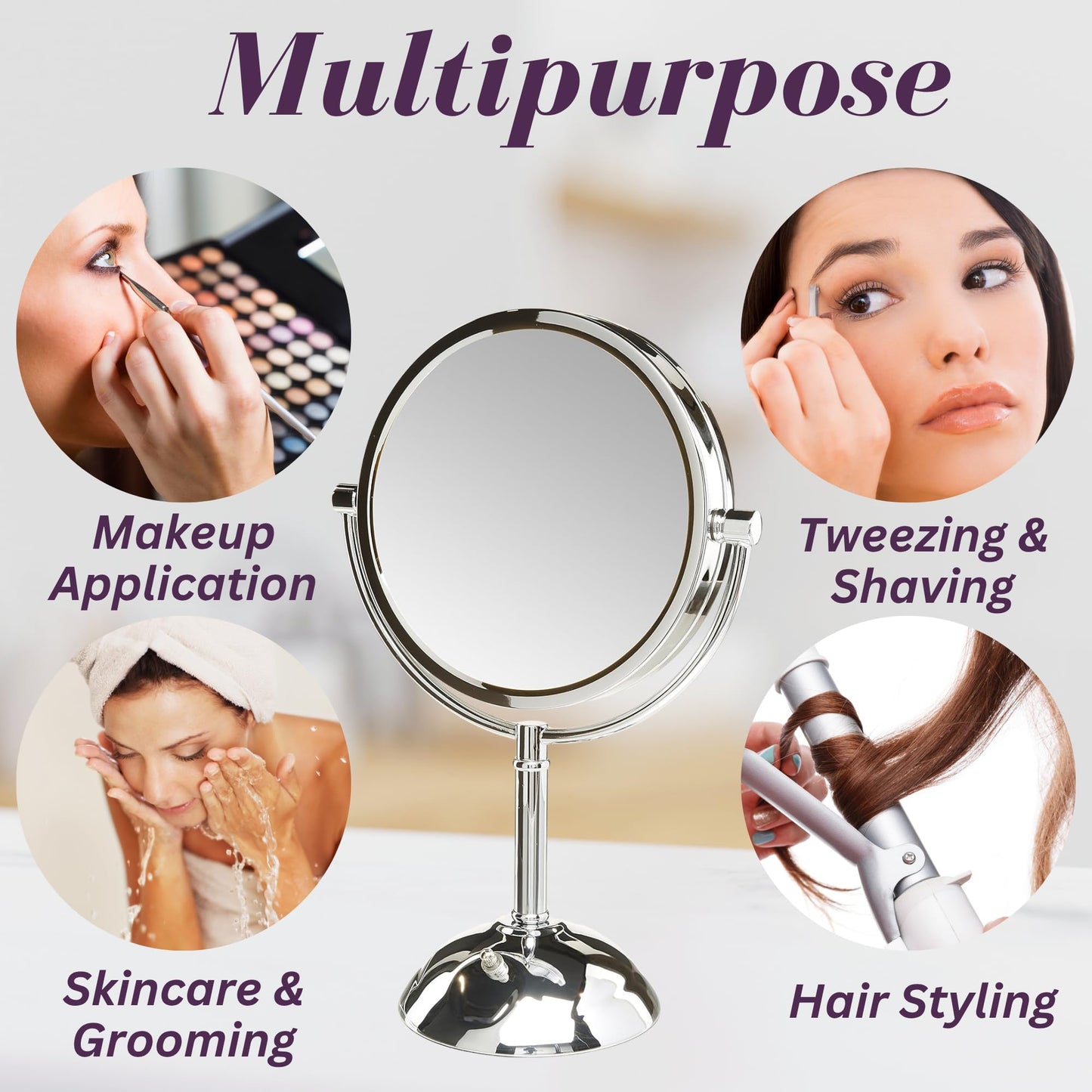 JERDON Lighted Makeup Mirror with Magnification - 1X and 8X Magnification - Chrome Finish - Model HL8808CL