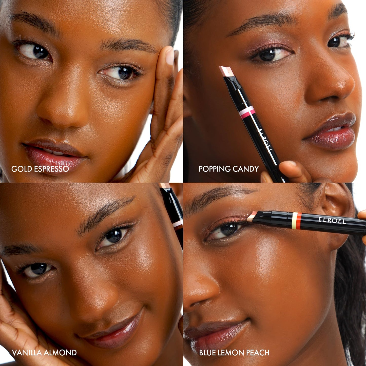 ELROEL Blanc Double Shadow Stick - 48HR Long Lasting Dual-Tone Eye Shadow Pencil - Combines Glitter w/Soft Matte or Shimmer - Waterproof & Smudge-Proof Eyeshadow Makeup 0.05 oz (#08 Popping-Candy)