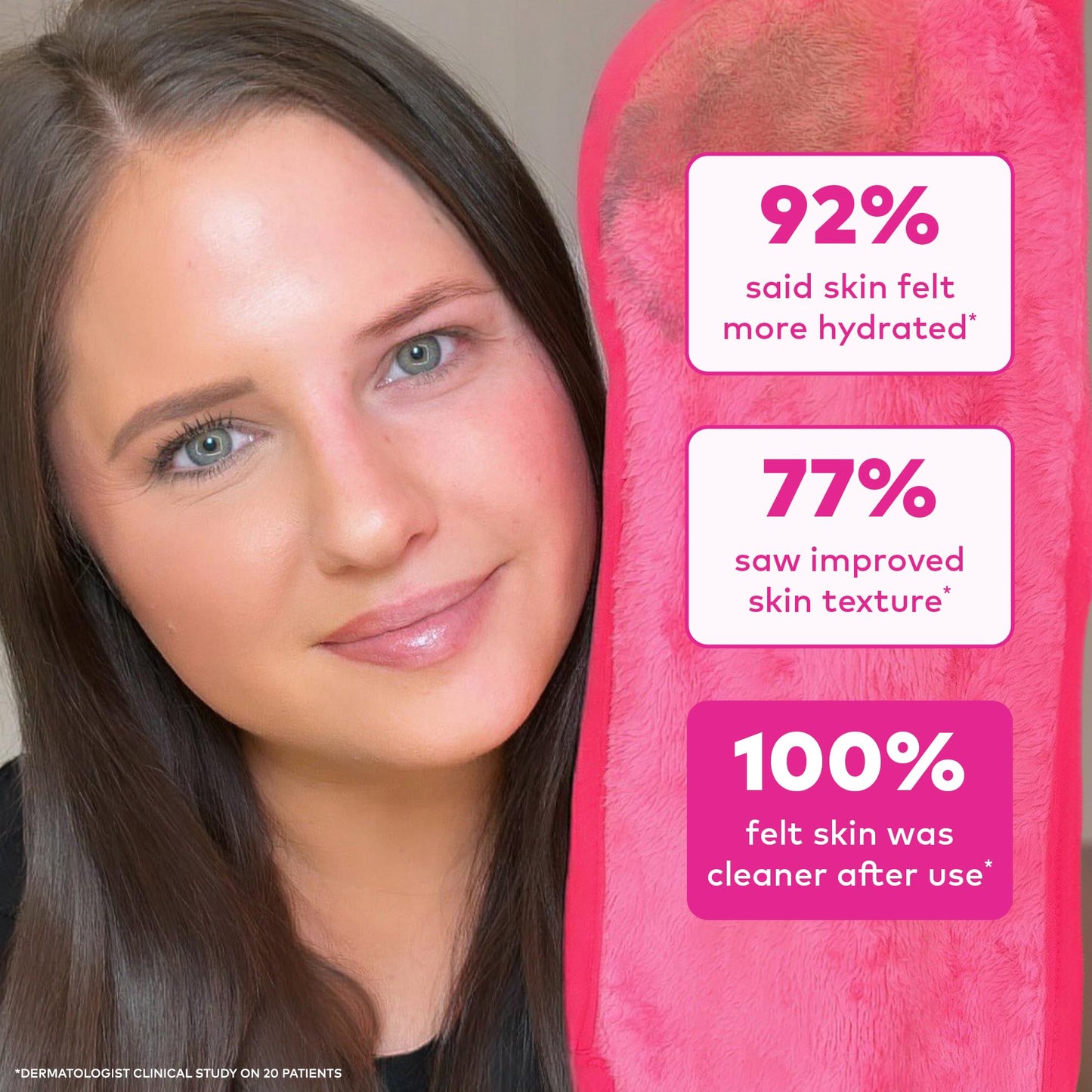 The Original MakeUp Eraser PRO, Effortlessly Remove All Makeup Using Only Water, Including Waterproof Mascara, Eyeliner, Foundation, Lipstick, Sunscreen,and More! Original Pink, 1ct.