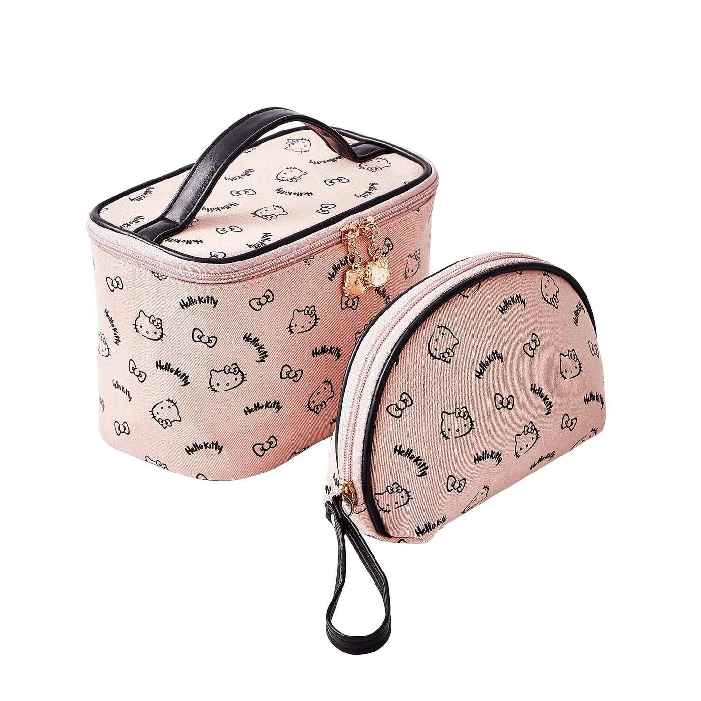AmBealla Make up Bag Travel Cosmetic Bags Brush Holder Zipper Pouch Case Organizer Cute Organizer Suitable for Purse for Women (Light Pink 2PCS)