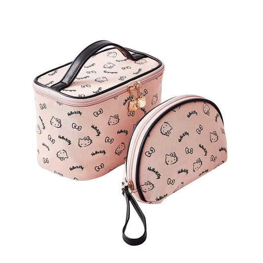AmBealla Make up Bag Travel Cosmetic Bags Brush Holder Zipper Pouch Case Organizer Cute Organizer Suitable for Purse for Women (Light Pink 2PCS)