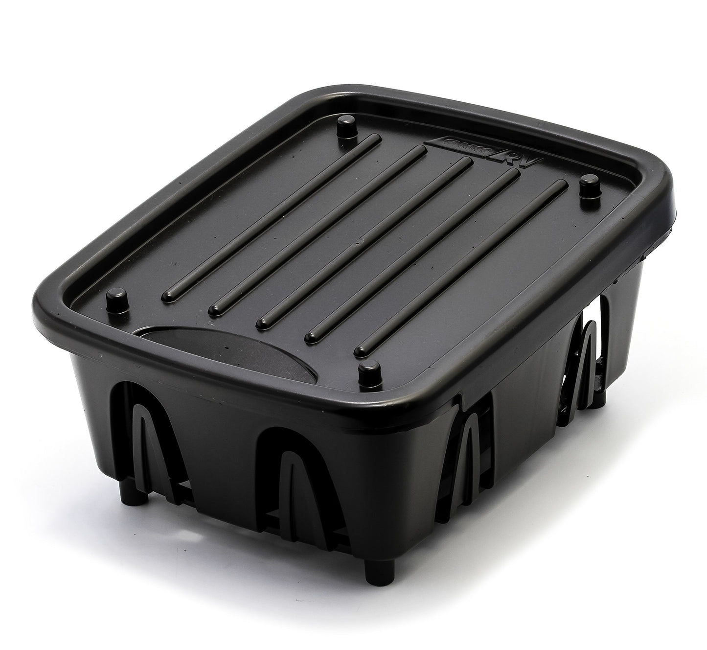 Camco RV Mini Dish Drainer & Tray - Features a Sloped Drain Tray Design, Heavy-Duty Construction - Ideal for Small Spaces, Apartments, Boats, and More -9.5"L x 11.7"W x 4.75"H - Black (43512)