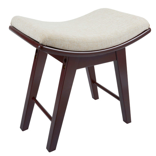URFORESTIC Oak Wood Vanity Stool, Modern Makeup Dressing Stool with Concave Seat Surface,Capacity 300lb, Easy Assembly (Brown)