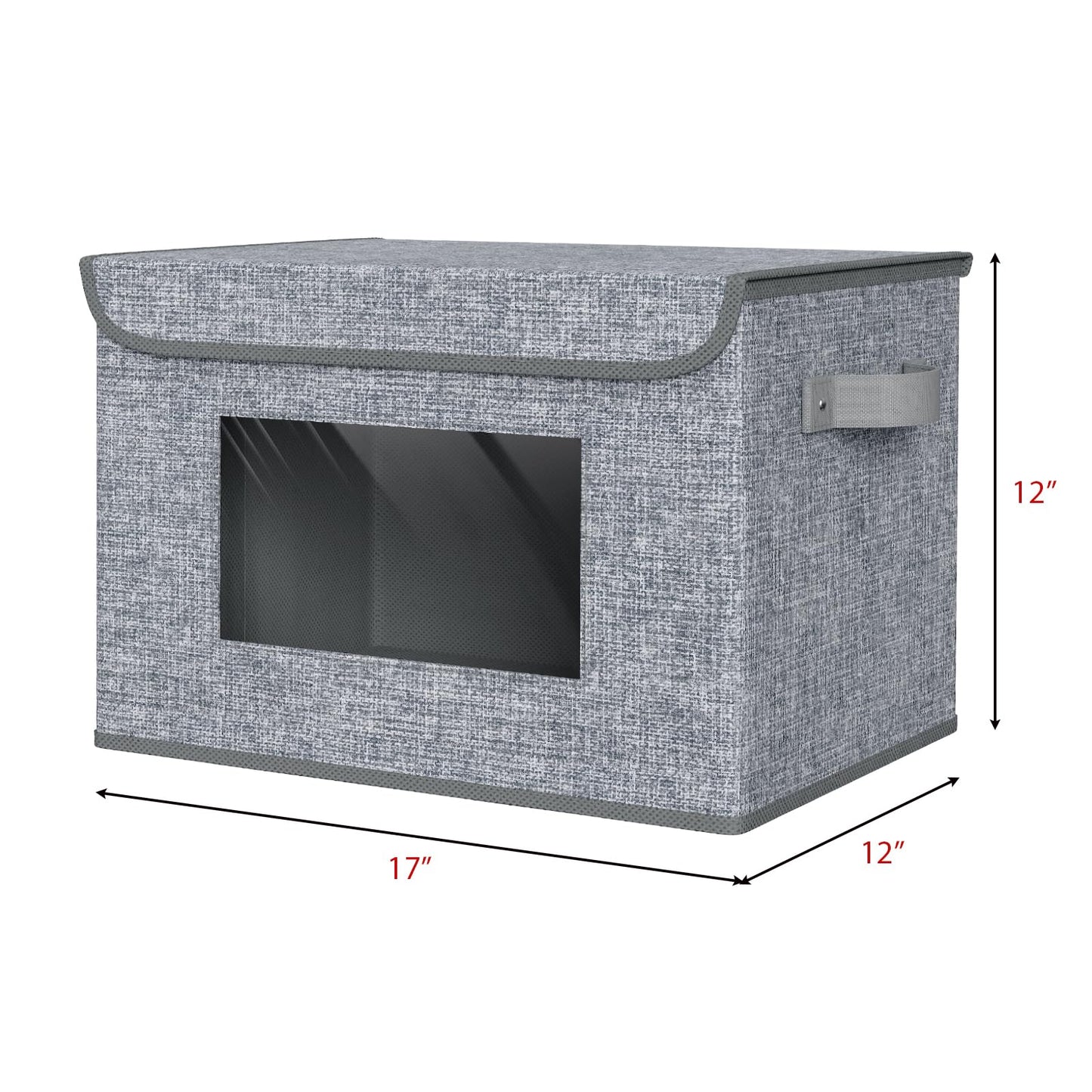 Univivi Fabric Foldable Storage Boxes [4-Pack] Large Collapsible Stackable Storage Bins with Lids, Closet Organizers and Storage Cube Basket for Home, Office, Bedroom (Grey, 17'' x 12'' x 12")