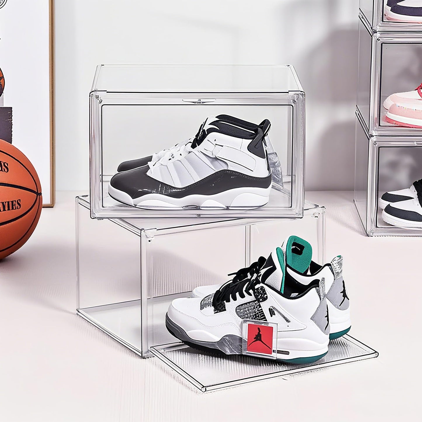 Seaniss Clear Acrylic Display Case with Magnetic Lid-Dustproof Plastic Book Storage box,Clear Box,Purse Storage Organizer,Action Figure Display Case,Acrylic Sneaker Shoe Box(2 Pack)