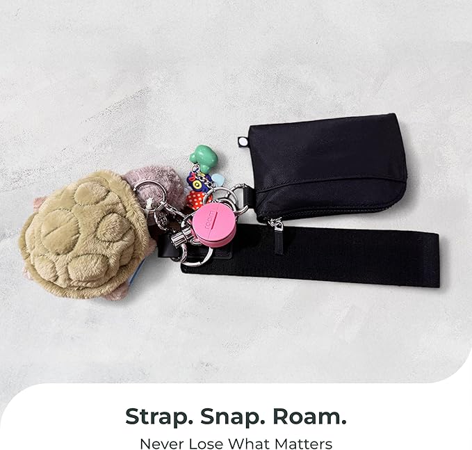 Roam Smart Tracker | Eco-Friendly Travel Tracker with Built-in Elastic Strap | QR Lost & Found, Global Find My Network | Replaceable Battery | No Extra App or Subscription Needed | 2-Pack, Pink