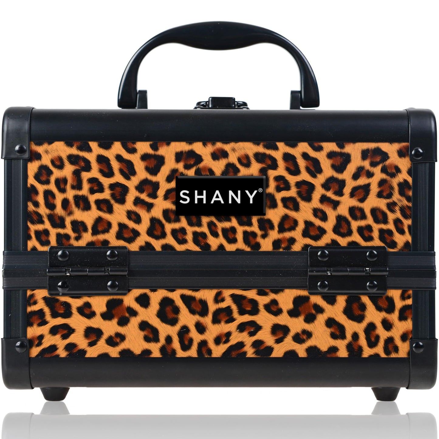 SHANY Chic Makeup Train Case Cosmetic Box Portable Makeup Case Cosmetics Beauty Organizer Jewelry storage with Locks, Multi trays Makeup Storage Box with Makeup Mirror - Lost Cheetah