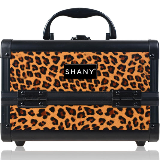 SHANY Chic Makeup Train Case Cosmetic Box Portable Makeup Case Cosmetics Beauty Organizer Jewelry storage with Locks, Multi trays Makeup Storage Box with Makeup Mirror - Lost Cheetah