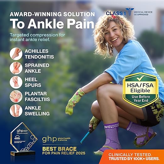 Modvel Foot & Ankle Brace Socks for Sprained Ankle Compression Sleeve - Plantar Fasciitis Relief Brace, Foot Support for pain Women & Men - Tendonitis & Arthritis Feet Sleeve, Stabilizing Ankles Wrap