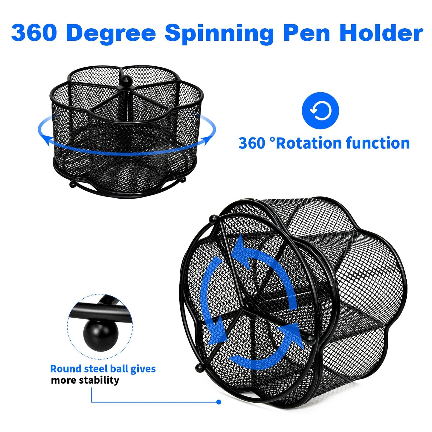 Obsoorth Pen Holder for Desk,360-Degree Rotating Pencil Organizer