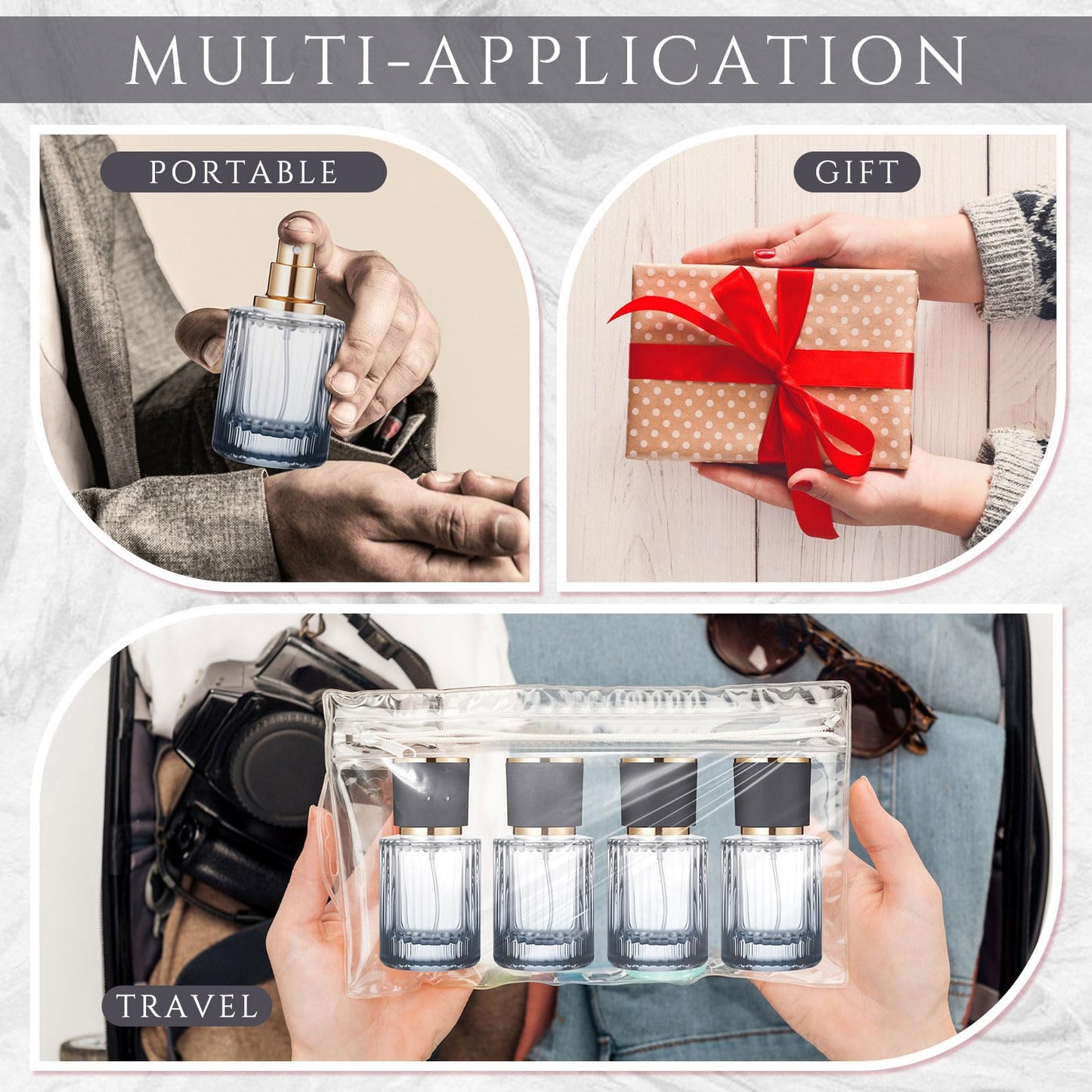 Teenyyou 24 Pcs 30/50/100ml Empty Glass Perfume Bottles Bulk Pack for Perfume Makers Refillable Atomizer Cologne Bottles DIY Vintage Fragrance Packaging Glass Bottling Supplies (Black,50 ml)