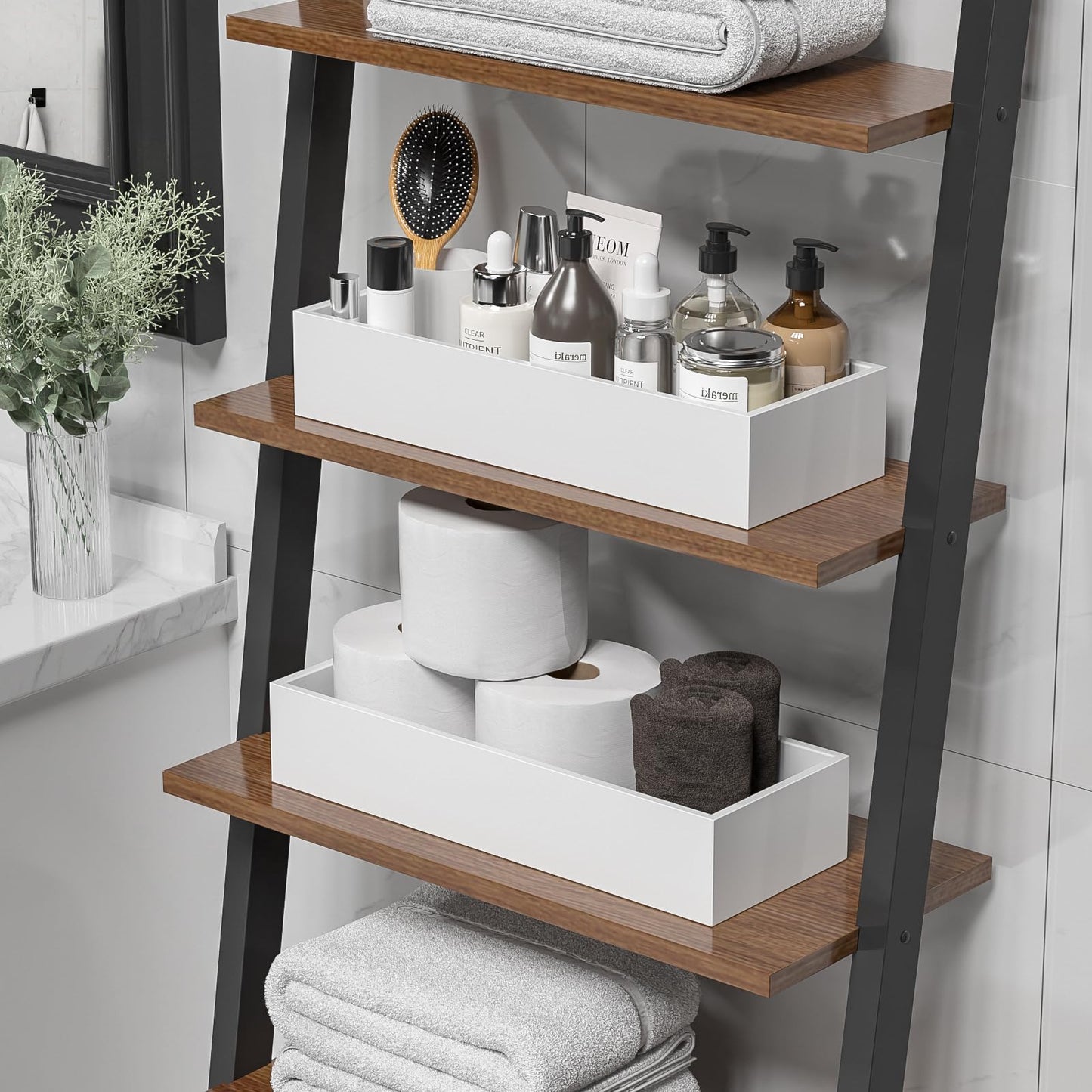 ZHWS Toilet Paper Basket, Bathroom Basket, Toilet Tank Tray for Storage Toiletries, Back of Toilet Organizer, Bathroom Vanity Tray for Makeup, Decorative Tray, Toilet Tank Basket 15" x 6" x 3 White