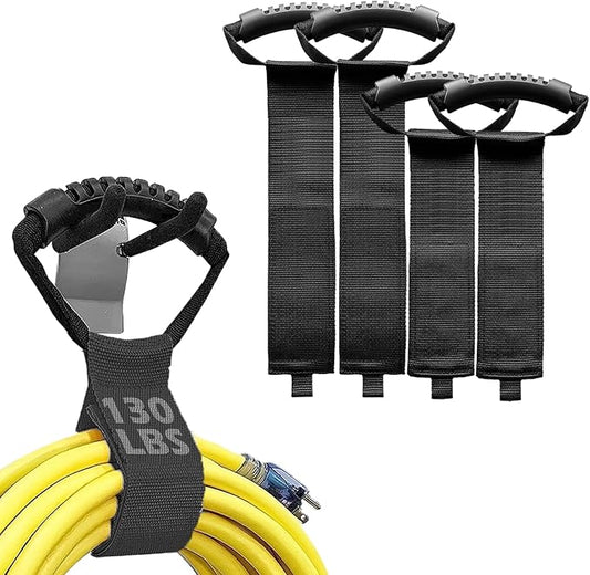 130lbs Cord Holder Storage Straps - 4 Pcs - Storage Wrap Holder Extension Hook and Loop Cord Hose Organizer Strap with Carrying Handle
