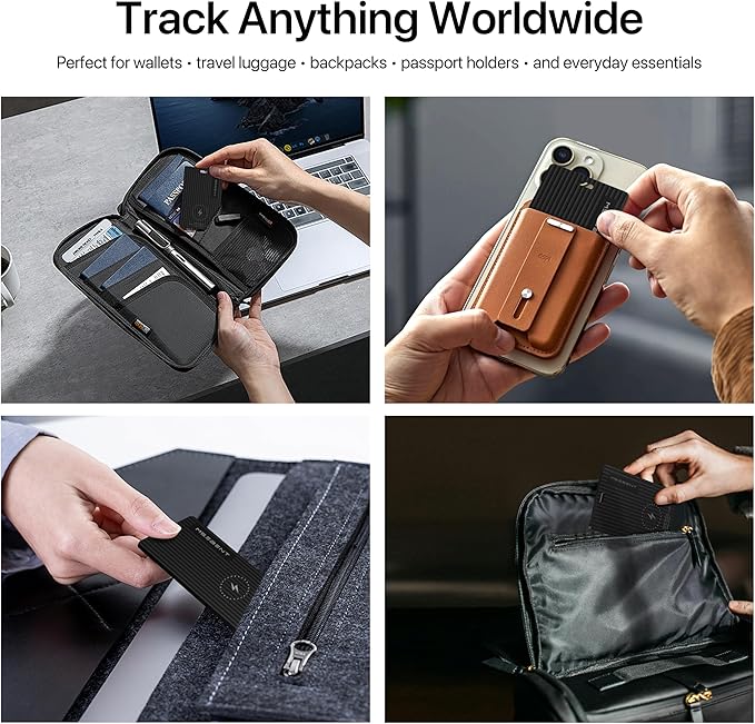 Slim Air Tag Wallet Tracker Card, [Apple MFi Certified], Wireless Charging, Work with Apple Find My, IP67 Waterproof, Item Locator for Keys, Bags, Passport, iOS Only, 1 Pack