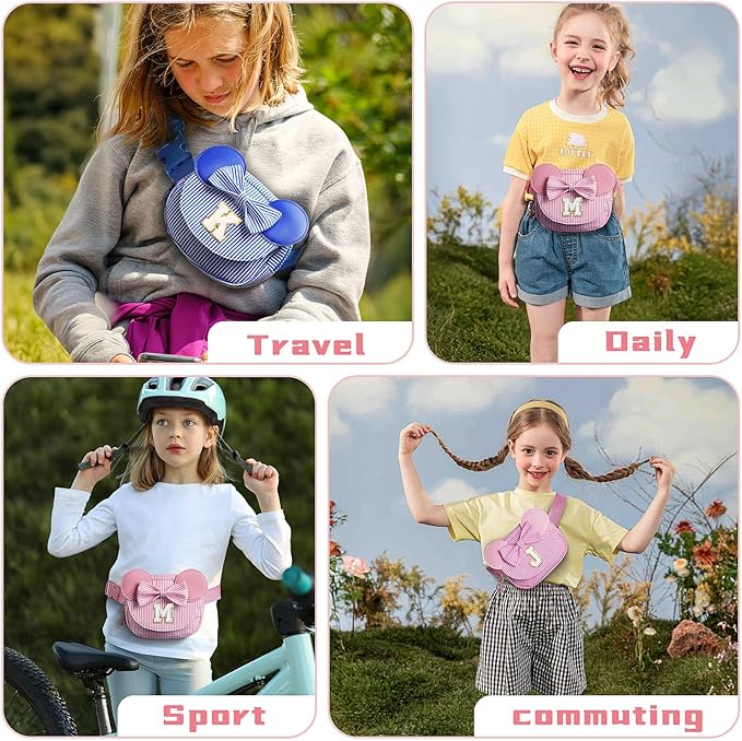 Daughter Gifts - Birthday Gifts for 3 4 5 6 7 8 9 10 11 12 13 Year Old Girls, Initial Fanny Pack Crossbody Bag Belt Bag Purse for Teen Girls Bean Pink R