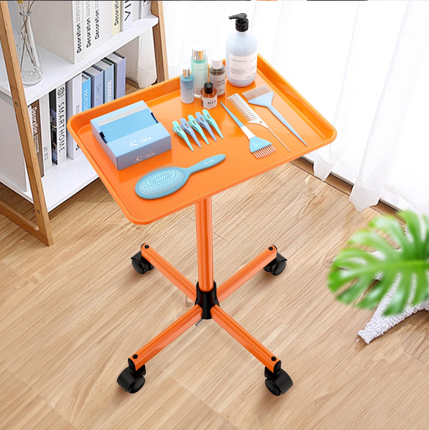 Salon Tray Tattoo Tray Salon Cart for Hair Stylist Salon Trolley Cart with Wheels Salon Rolling Tray-Orange