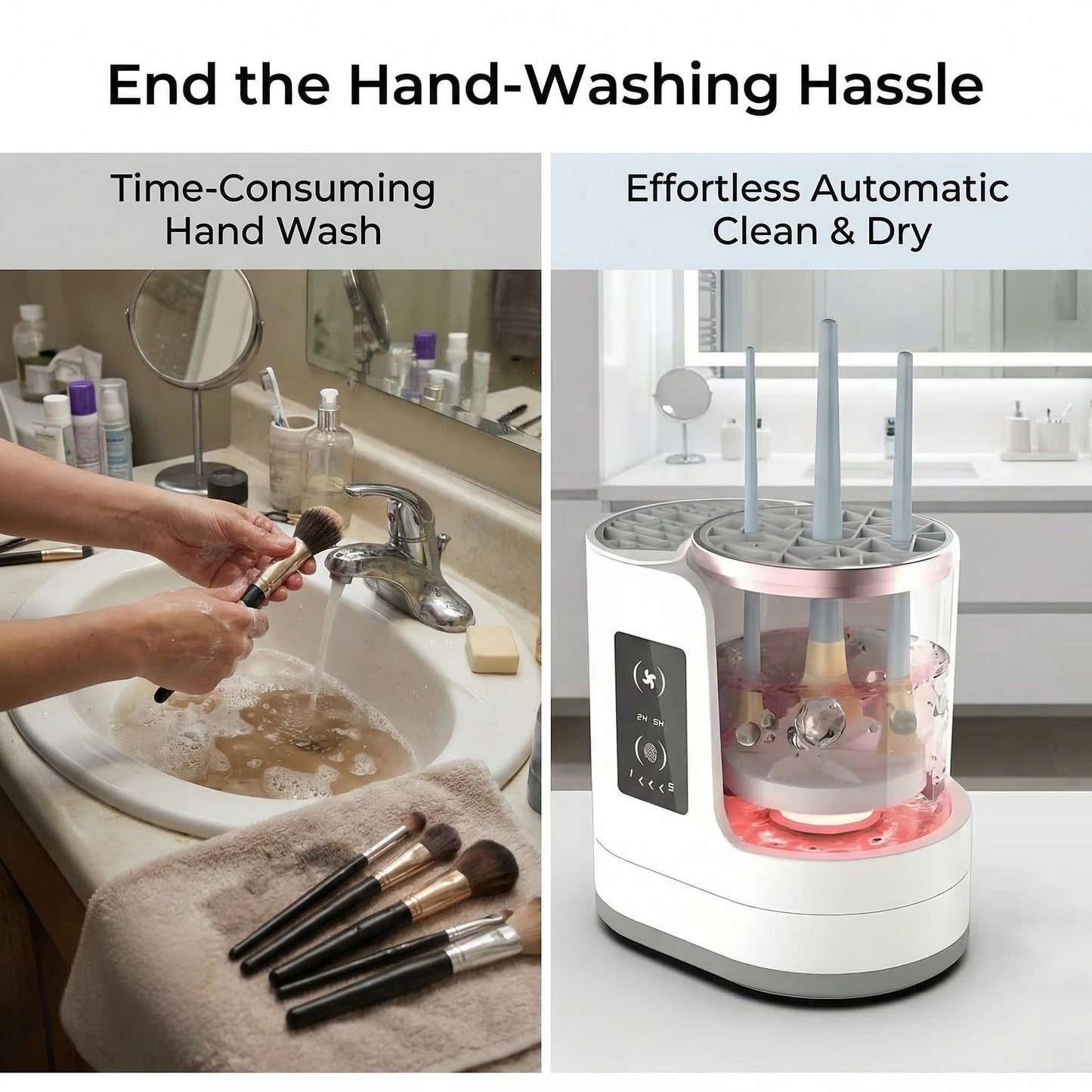 Electric Makeup Brush Cleaner Machine With Makeup Brush Dryer-Holder-Portable Automatic USB Cosmetic Brushes Cleaner Tool for All Size Beauty Makeup Brush Set,Eyeshadow, Blush Brush (White-A)