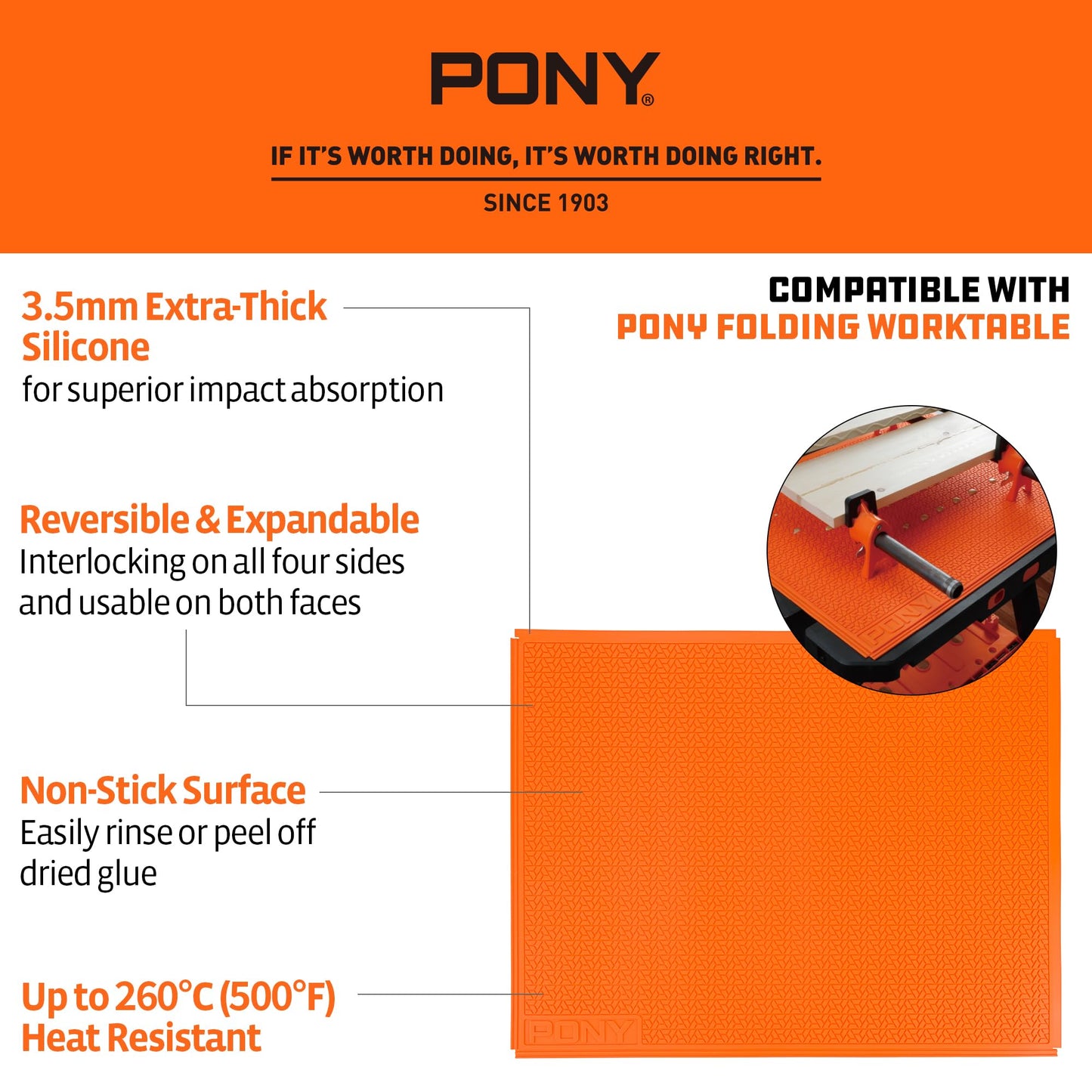 PONY Silicone Mat 28" x 23", Heavy Duty Non-Stick Heat Resistant Pad