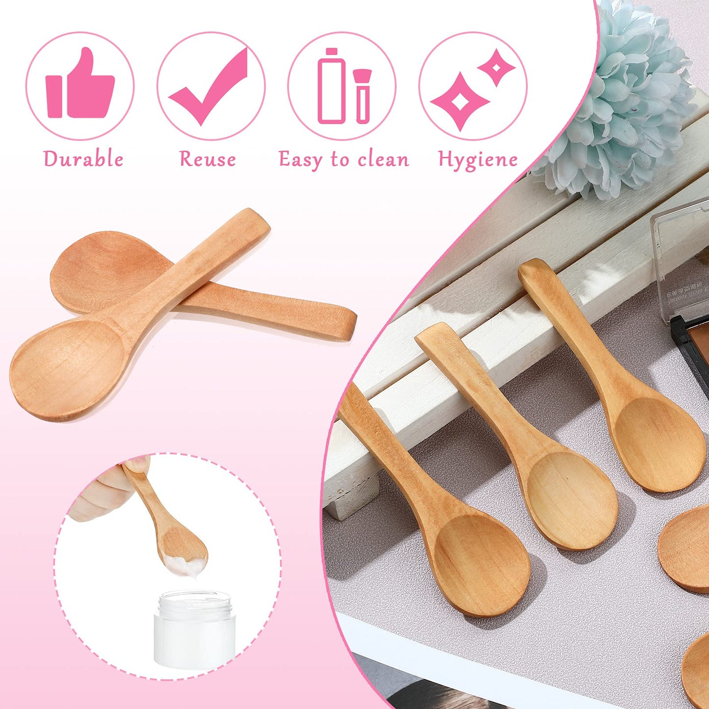 36 Pieces Small Wooden Spoons Wooden Makeup Spatulas Cosmetic Spoons Mini Nature Beauty Scoop for Women Girls Mixing Makeup, Facial Cosmetic, Skin Care