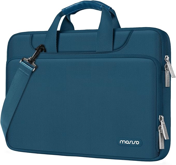 MOSISO 360 Protective Laptop Shoulder Bag Compatible with 17-17.3 inch Dell XPS/HP Pavilion/Ideapad/Acer/Alienware/HP Omen,Matching Color Sleeve with Belt, Teal Green