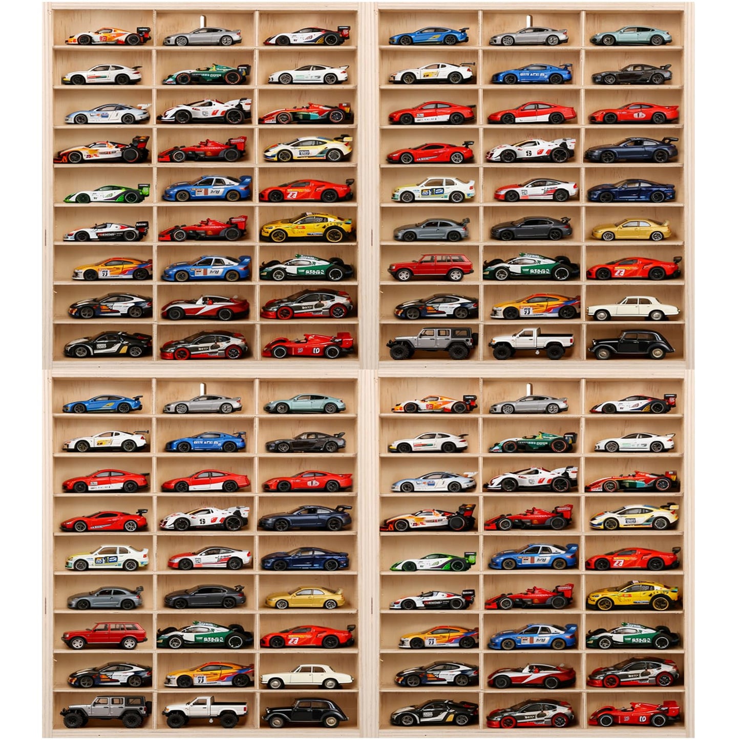 for Hotwheels Wooden Display Case 108 Space 1/64 Scale Toy Car Display Case Fit for Hotwheels Wall Mount Wooden Storage Display Shelf for Toy Cars Model Car Display Organizer Fit for Matchbox Diecast