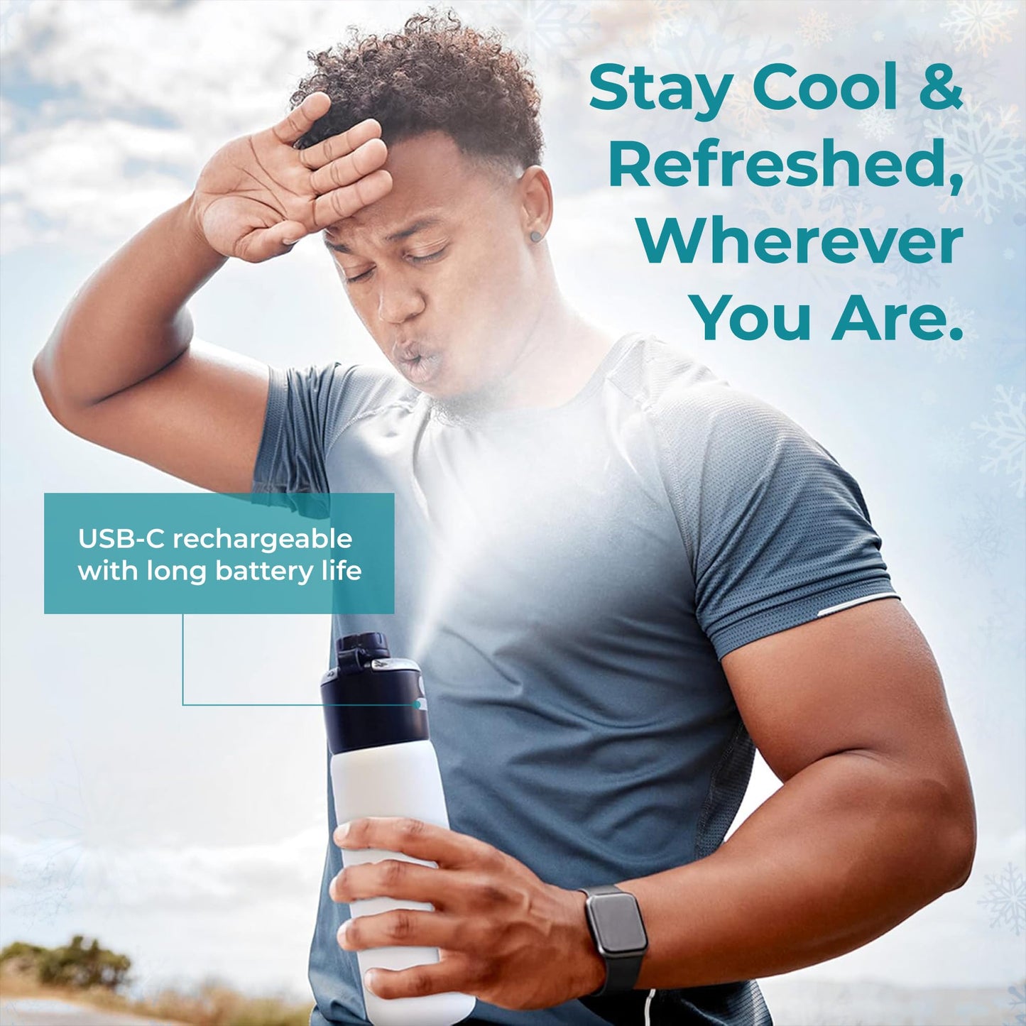 Extreme MIST - GoMist Misting & Drinking Bottle - Personal Mister - Cooling Water Bottle w/Easy-Drink Spout - Stainless-Steel Double Wall Insulated - Portable Misting - Midnight Black, 25oz/750ml
