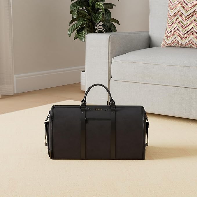 Garment Bag for Travel, Carry On Garment bag, Convertible Duffel Bag with Shoe Compartment, Perfect for Business Trips and Weekend Getaways, Black