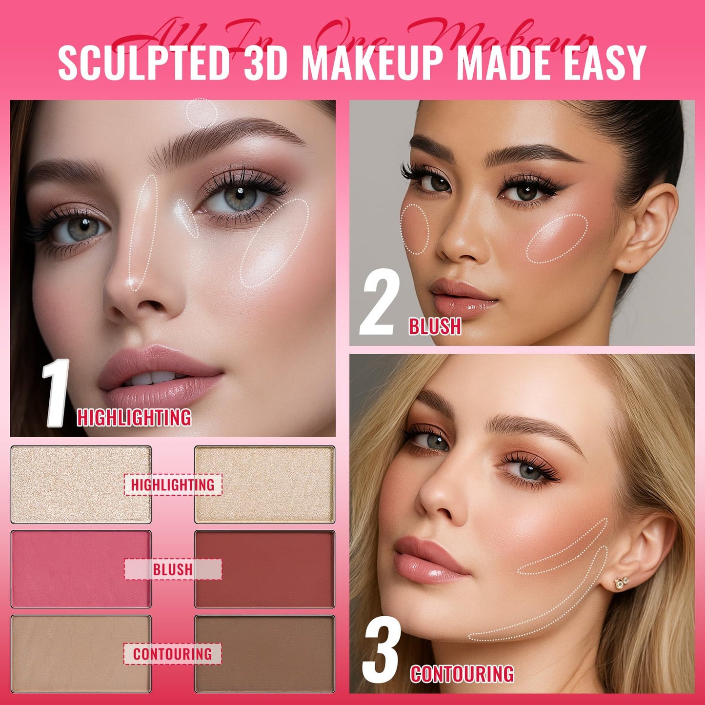 UCANBE Eyeshadow Palette with 15Pcs Brushes Makeup Set, Pigmented 86 Colots Make Up Pallet Gift Sets, Matte Shimmer Metallic Eye Shadow Highlighter Contour Blush Powder Christmas Valebtines Beauty Kit