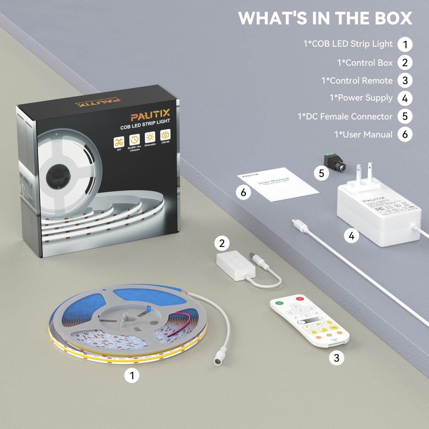 PAUTIX COB LED Strip,Dimmable Vanity Lights,Daylight White 6000K Super Brighten LED Tape Lights,CRI93+ High Lumen,Compatible with Alexa/Google Assistant,for Home, Kitchen,Under Cabinet