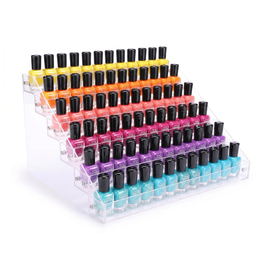 Umirokin Nail Polish Organizer, 6 Tiers Acrylic Paint Rack, Clear Display Holder Storage for Ink Gel Nail Polish Sunglasses Essential Oil Holds up to 54-72 Bottles