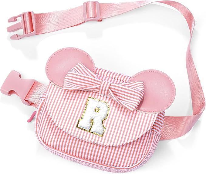 Daughter Gifts - Birthday Gifts for 3 4 5 6 7 8 9 10 11 12 13 Year Old Girls, Initial Fanny Pack Crossbody Bag Belt Bag Purse for Teen Girls Bean Pink R
