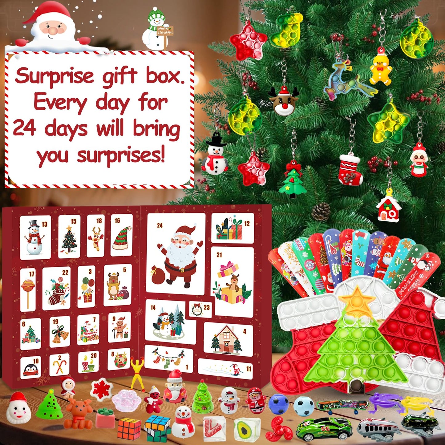 Fidget Advent Calendar 2026,Christmas Countdown Advent Calendars with 24 Days of Surprises Fidget Toys Bulk,Sensory Toy Stocking Stuffer Gifts Xmas Party Favors Surprise Gifts For Boys Girls