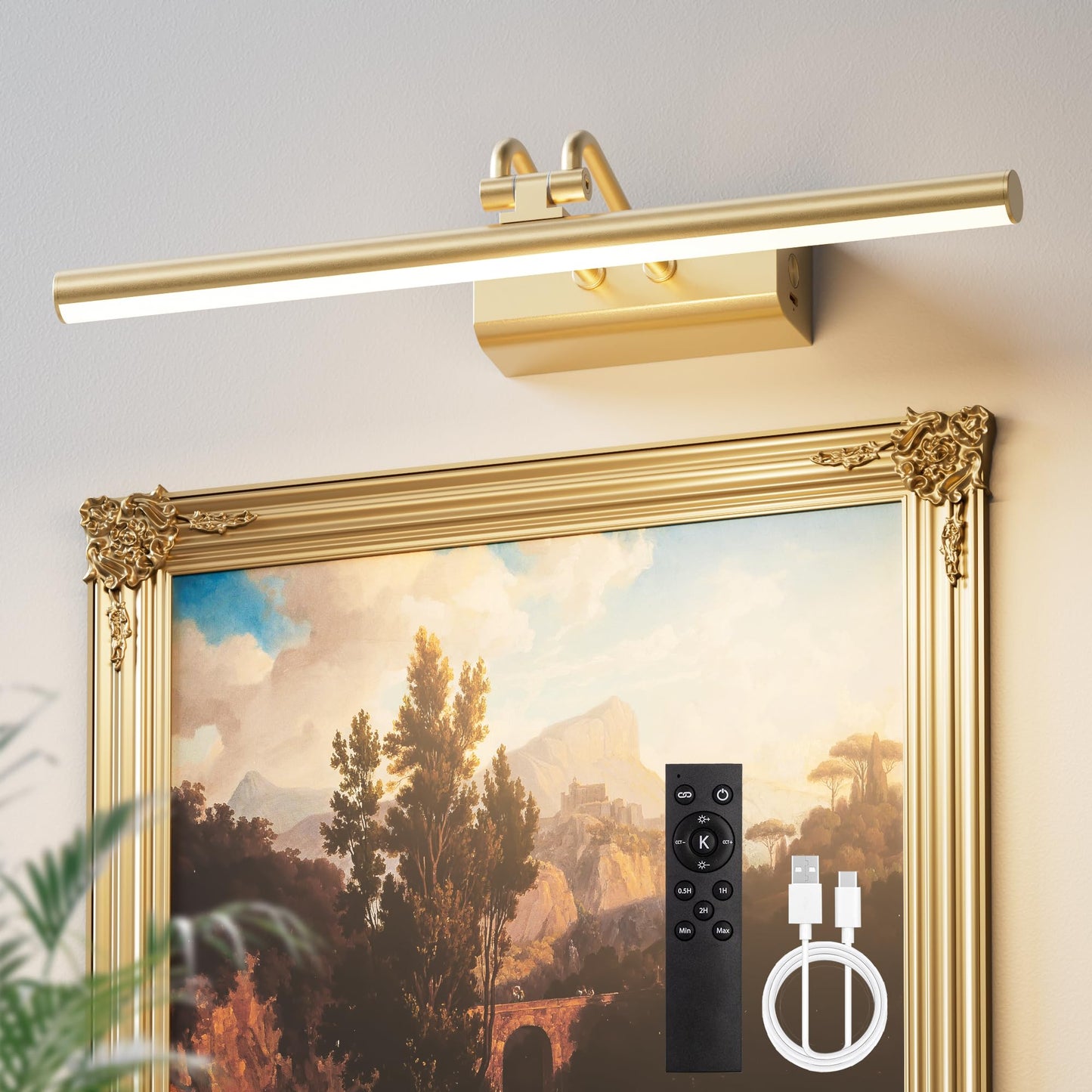 Percantis 13.8'' Battery Operated Picture Light for Wall, Remote Control