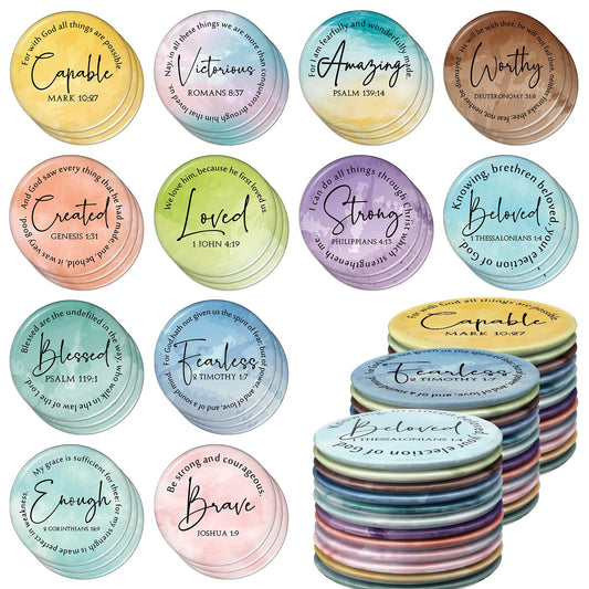 Geelin Mini Christian Gifts Mirror for Women Bulk Inspirational Bible Verse Scripture Portable Mirrors Small Church Gifts for Mother Women History Month VBS Party Favor(60 Pcs,Assorted)
