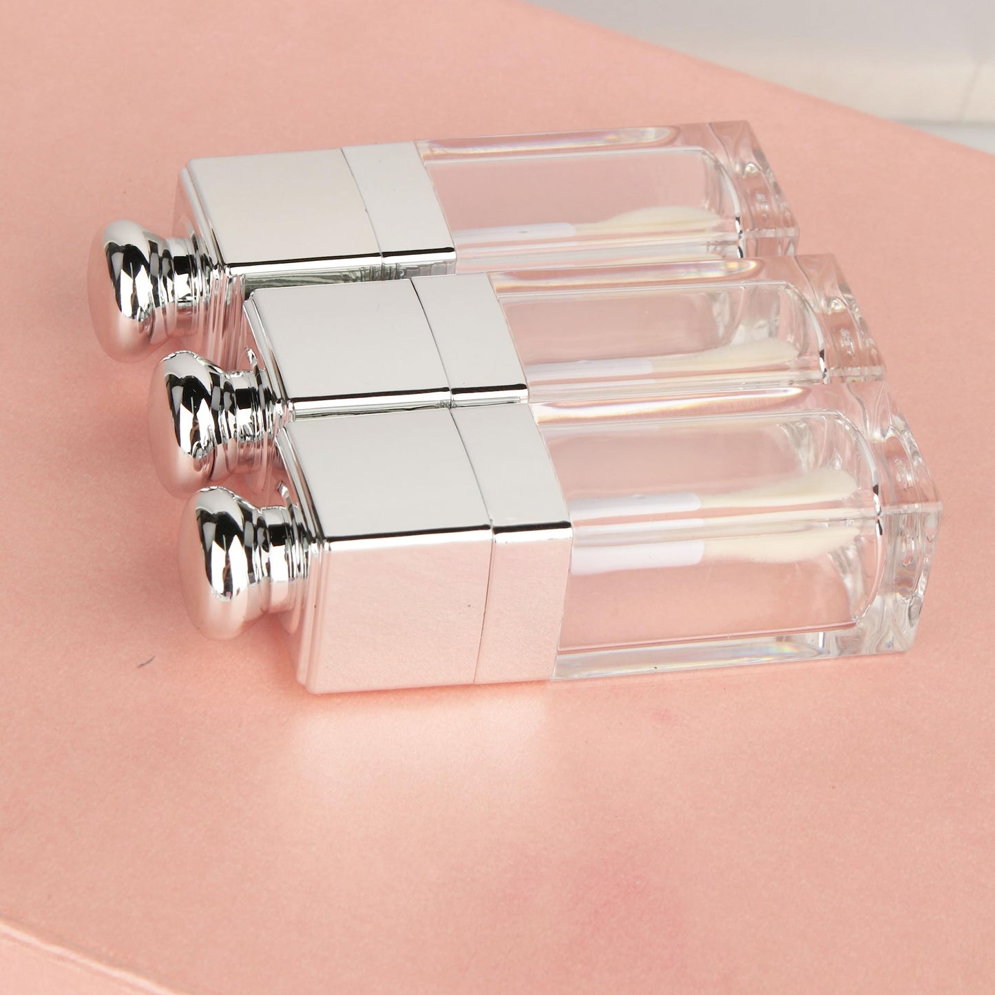 COSIDEA 18PCS Empty 8ML Square clear Lip Gloss Tube Silver big doe foot wand lipgloss tubes for Lip oil tint bottles container