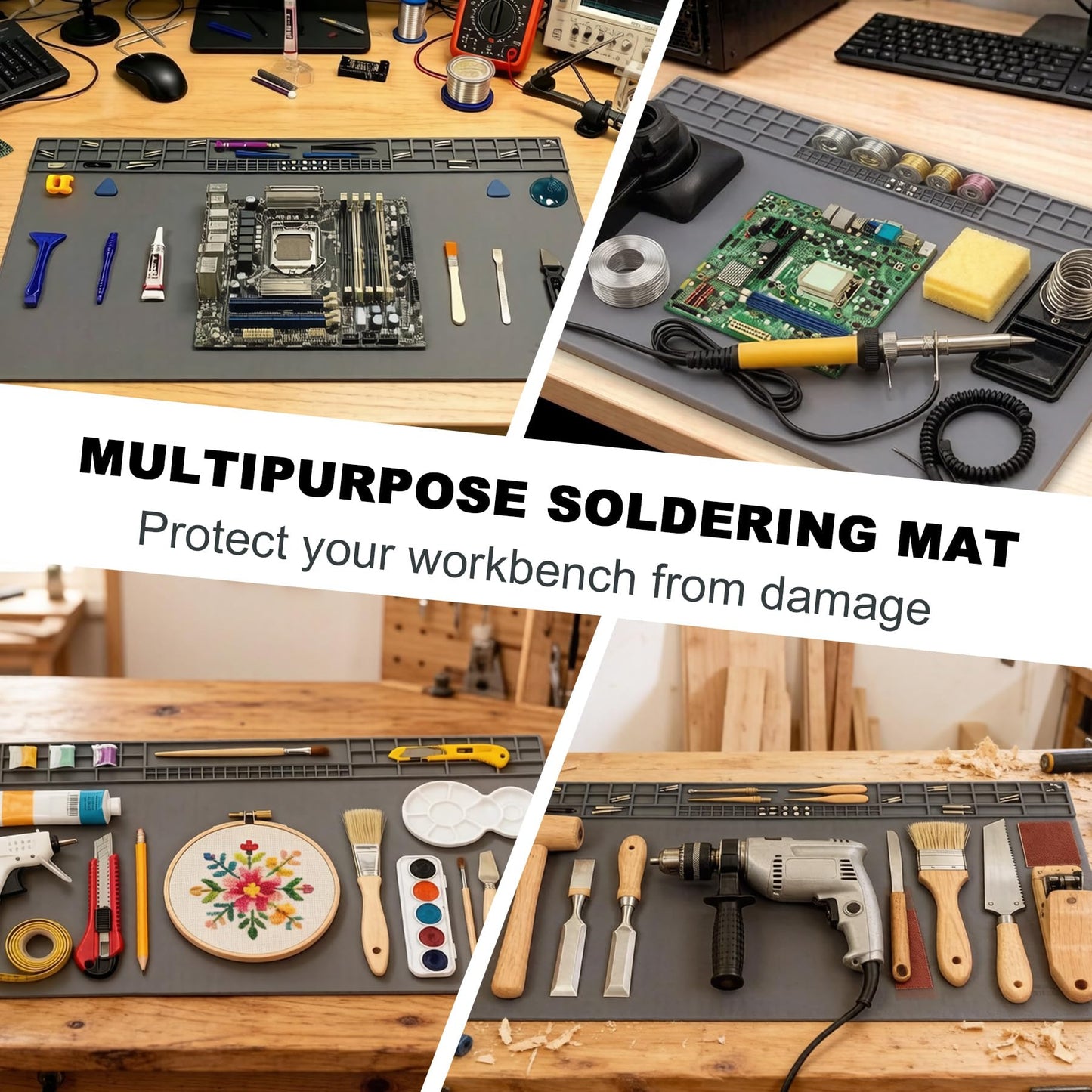 Extra Large Soldering Mat, 32.3’’x16.6’’ Large Silicone Solder Mat, 932℉ Heat Resistant Mat, Large Repair Workbench Pad for Board Circuit, Phone Watch Laptop Repair, Engineering Projects (Dark Grey)