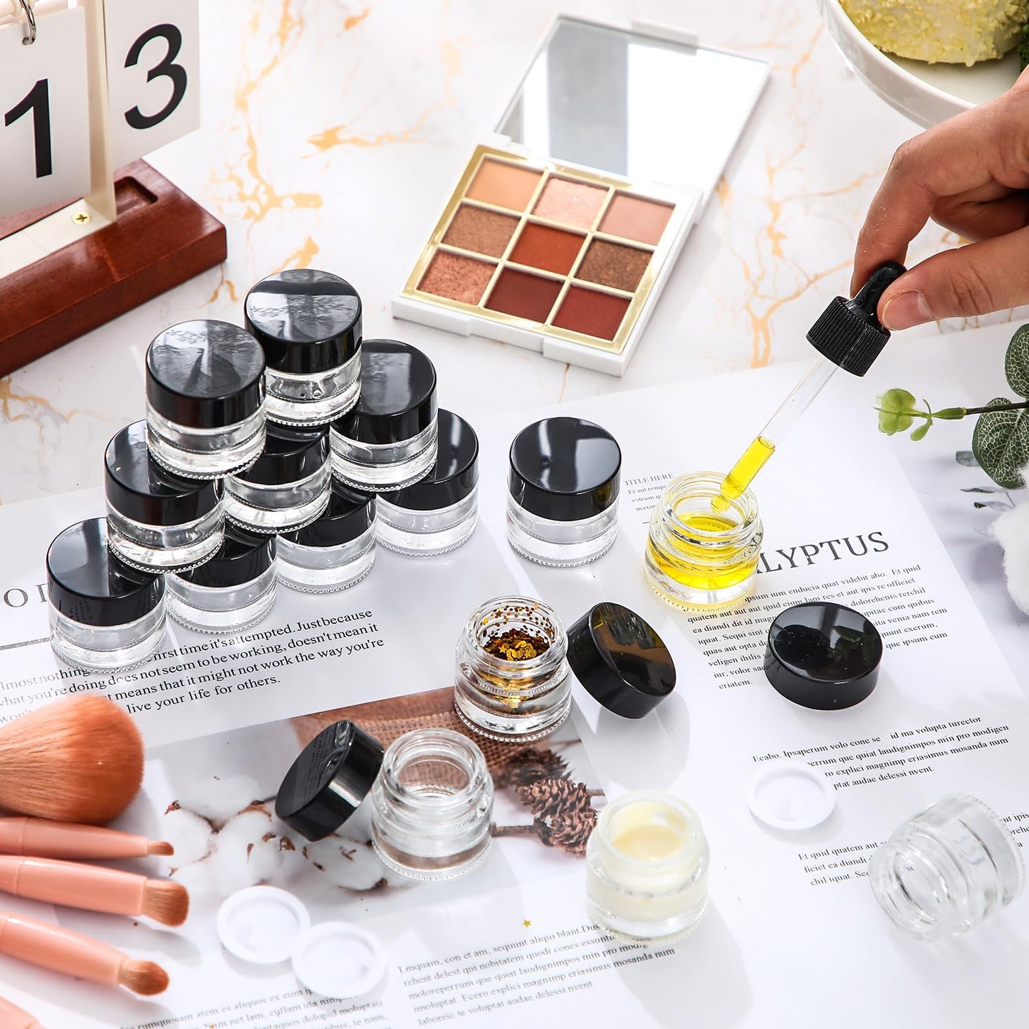 Norme 140 Pack 10 ml Glass Cosmetic Jars with Lids, Bulk Empty Refillable Sample Jars for Lip Balm, Cream, Lotion, Travel Jar for Creams, Inner Liner, Wide Mouth(Clear,Plastic)